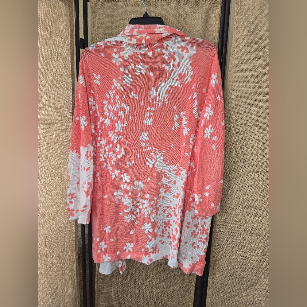 Women's Investments Pink/White Floral Coral Cardigan Size XL - Picture 11 of 11